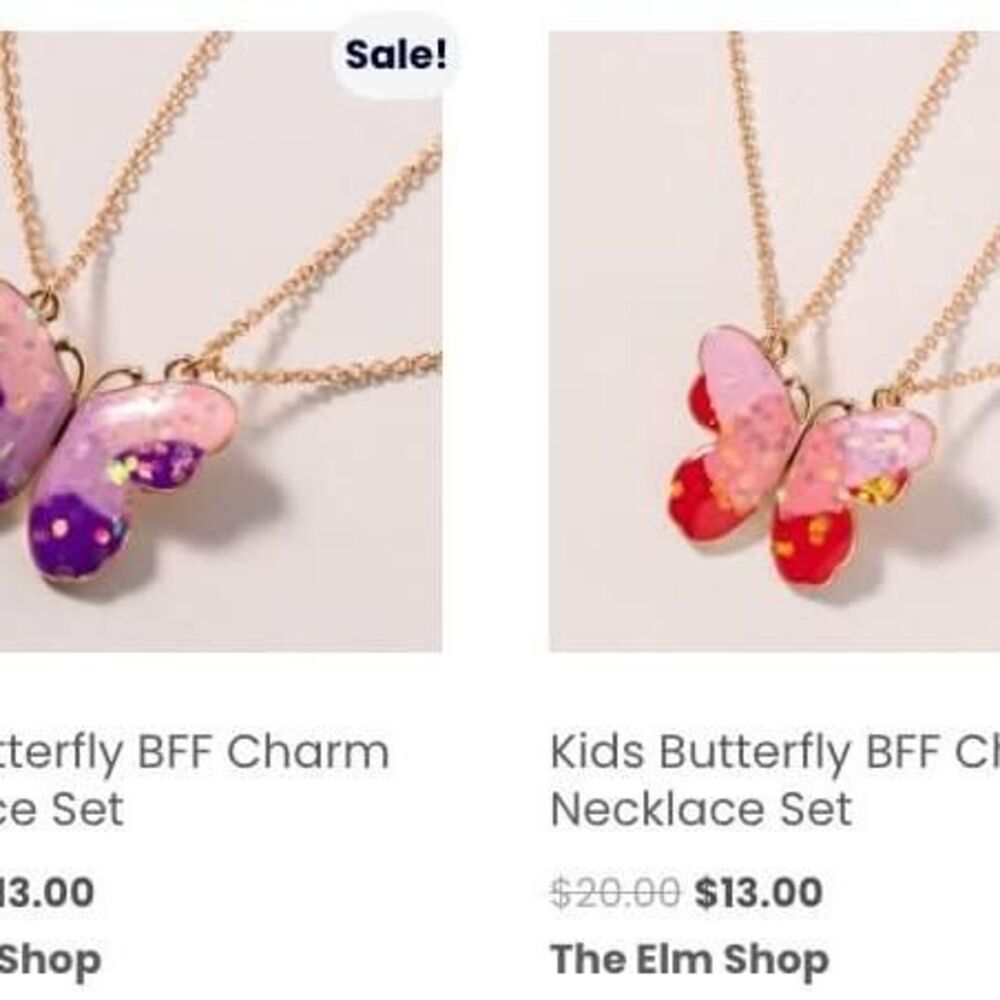 bFF Butterfly necklaces